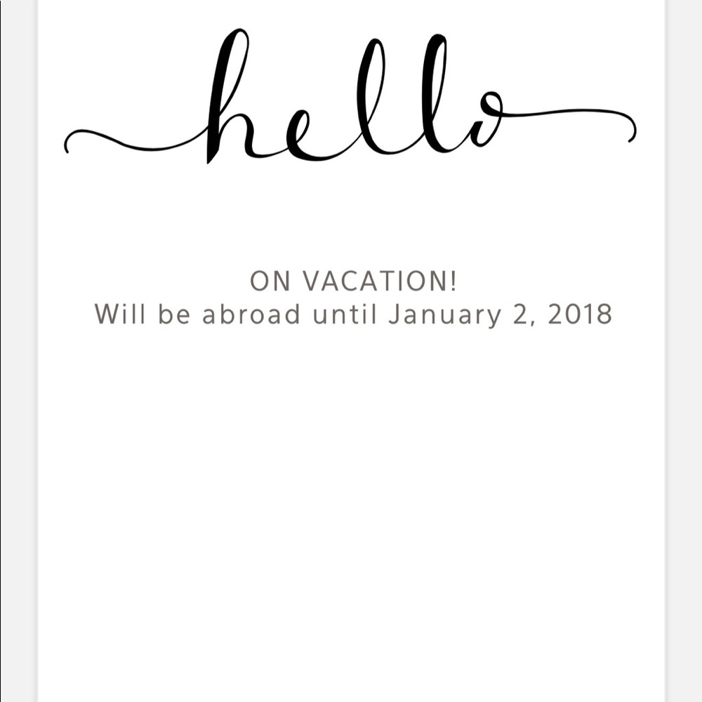 On vacation until Jan. 2